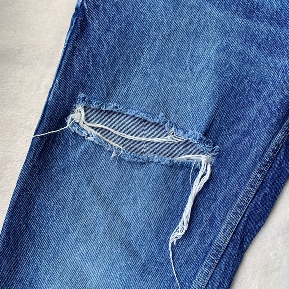 Zara Distressed Denim Wide Leg Jeans - Picture 7 of 12